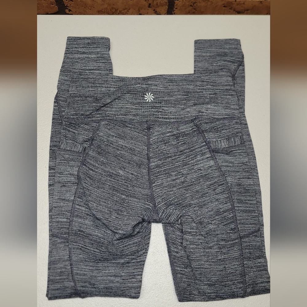 Athleta Womens High Rise Space Dye Leggings Grey Side Pockets Yoga Pants XS - Picture 8 of 10